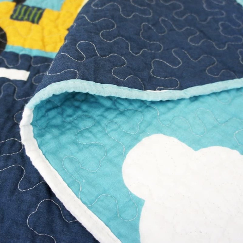 ABREEZE 100% Cotton Children's Bedspread, Train Pattern Coverlet Truck Quilt Bedspread Throw Blanket for Baby Kids 43" X 51" 1PCS - Image 4